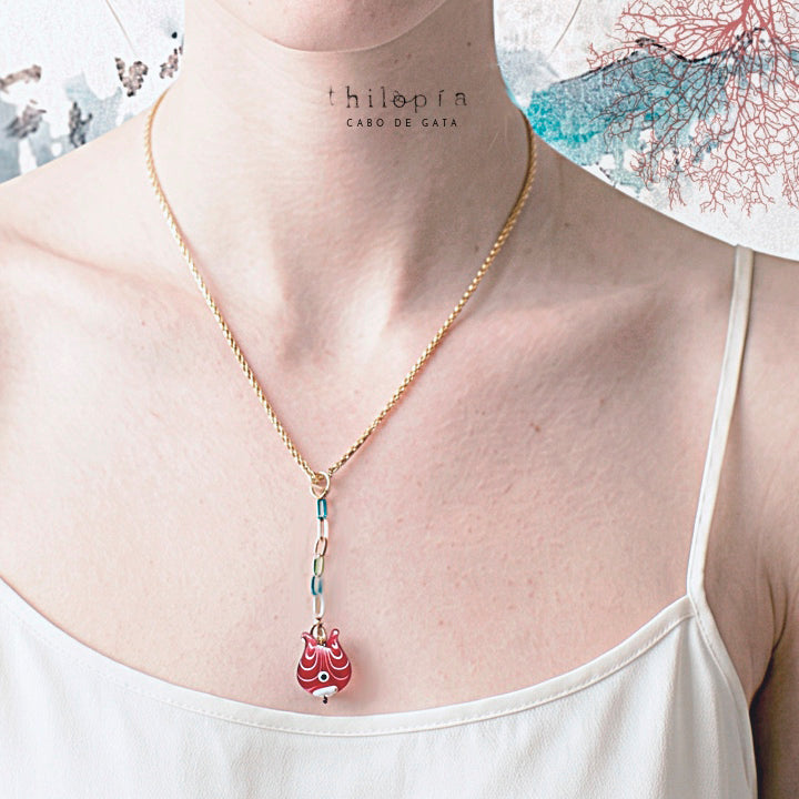 COLLAR FISH rojo artesanal