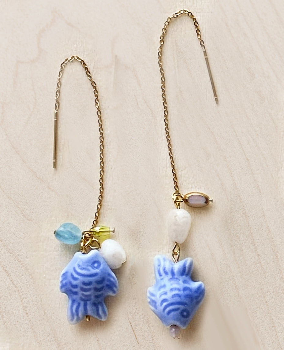 PENDIENTES LEAH azul artesanales