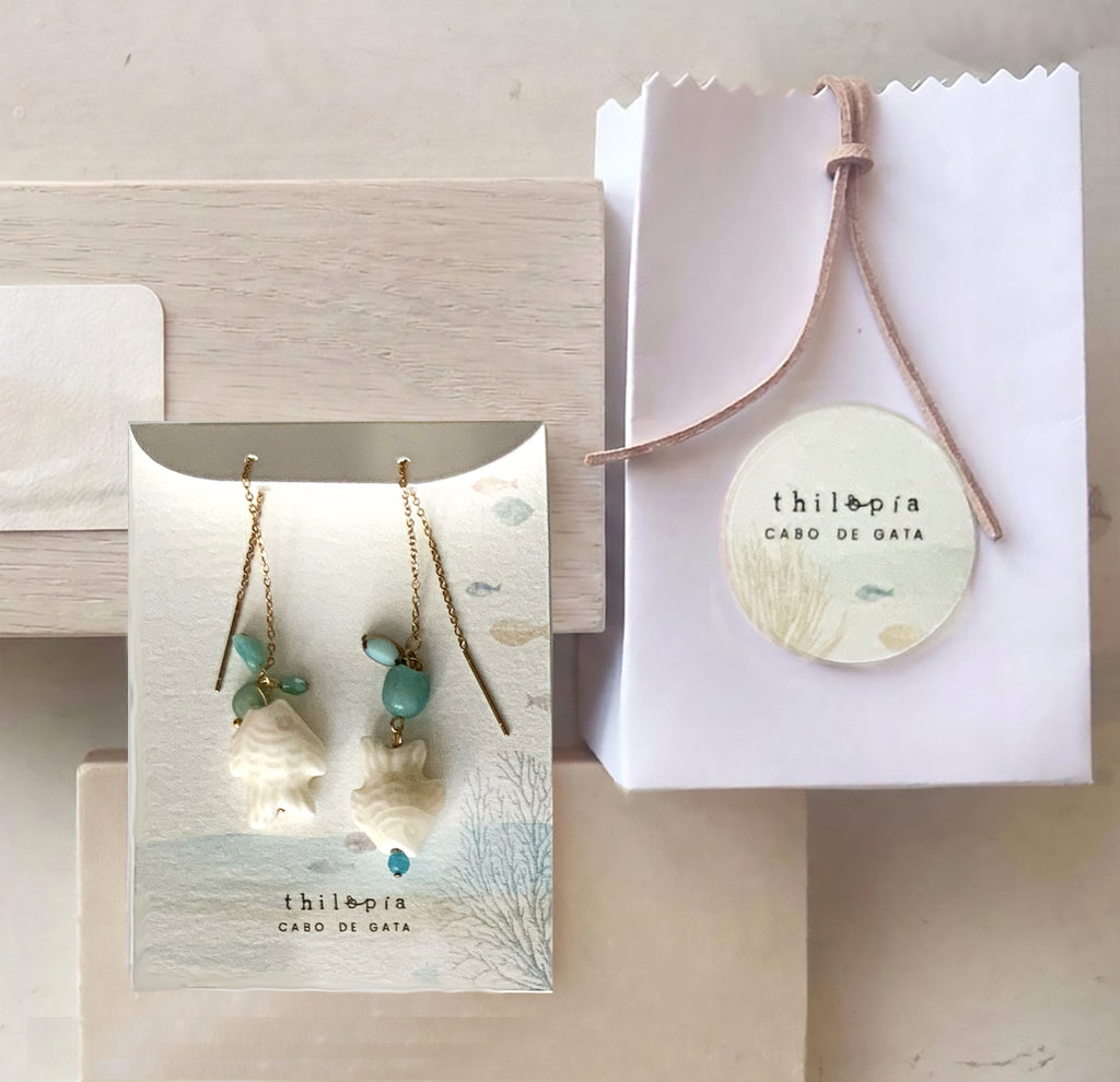 PENDIENTES LEAH blanco artesanales
