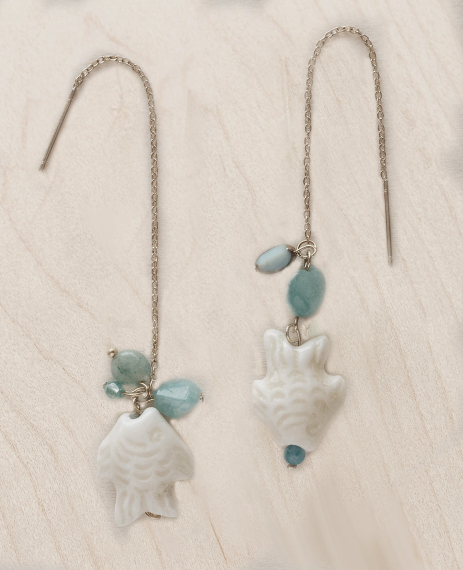 PENDIENTES LEAH blanco artesanales